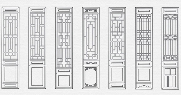 赵县常用中式仿古花窗图案隔断设计图